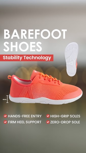 barefoot shoes, minimalist shoes, athletic shoes, running shoes, fitness shoes, training shoes, sneakers, product launch, minimalist, trustworthy, red, neutral